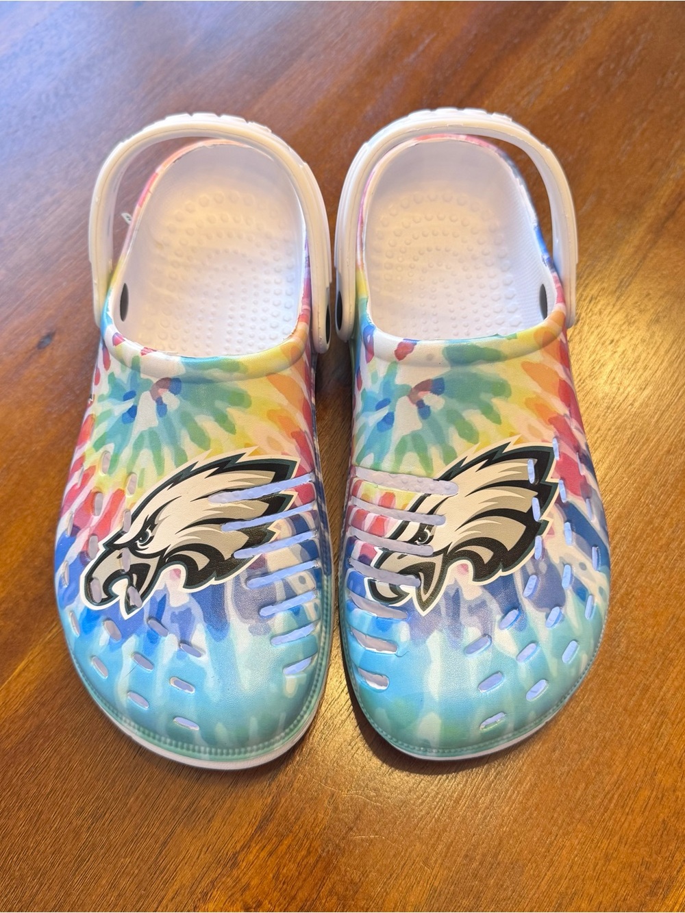 FOCO Philadelphia Eagles Womens 7/8 Tie-Dye Slip On Clog Slides With Straps